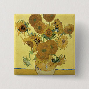 Badge Carré 5 Cm Tournesols de Vincent van Gogh , 1888