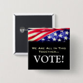 Badge Carré 5 Cm Tout Dans Ce Bouton Ensemble VOTE Carré (Devant & derrière)