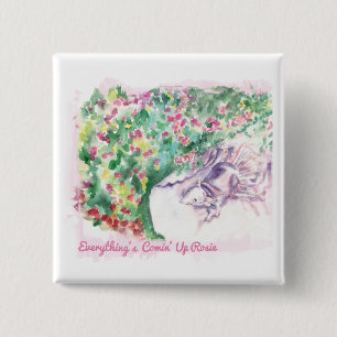 Badge Carré 5 Cm Tout est Comin vers le haut de bouton de Rosie
