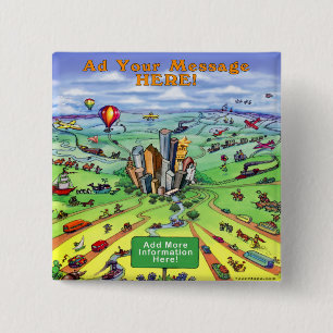 Badge Carré 5 Cm Toutes les routes mènent à Houston Texas