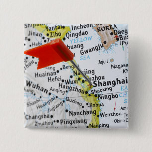 Badge Carré 5 Cm Tracez la goupille placée à Changhaï, Chine sur
