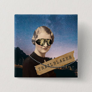 Badge Carré 5 Cm Trailblazer pour femme vintage Kitsch Altered Art