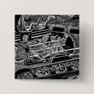 BADGE CARRÉ 5 CM TRAIN À VAPEUR