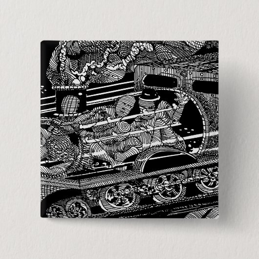 BADGE CARRÉ 5 CM TRAIN À VAPEUR (Devant)