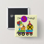 Badge Carré 5 Cm Train d'anniversaire 3e Anniversaire Tshirts et ca (Devant & derrière)