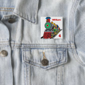 Badge Carré 5 Cm Train de Choo Choo (En situation)