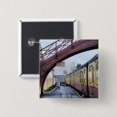 BADGE CARRÉ 5 CM TRAINS À VAPEUR (Devant & derrière)