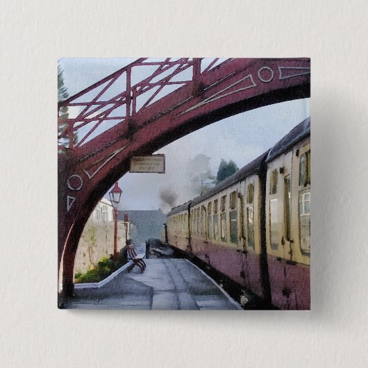 BADGE CARRÉ 5 CM TRAINS À VAPEUR (Devant)