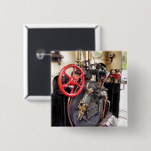 BADGE CARRÉ 5 CM TRAINS À VAPEUR (Devant & derrière)