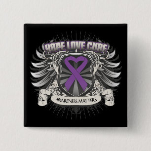 Badge Carré 5 Cm Traitement d'amour d'espoir de maladie de Crohn