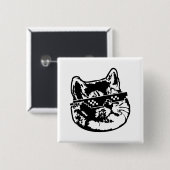 Badge Carré 5 Cm Traiter Avec Il Lunettes Mème Chat (Devant & derrière)