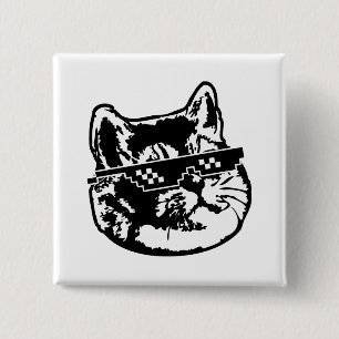 Badge Carré 5 Cm Traiter Avec Il Lunettes Mème Chat