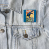 Badge Carré 5 Cm Traitez 'Em Rough - Rejoignez les chars! (En situation)