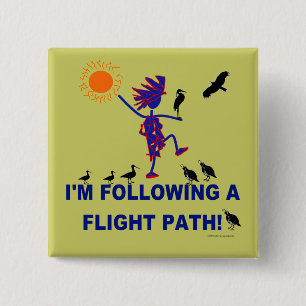Badge Carré 5 Cm Trajectoire de vol d'observation d'oiseau