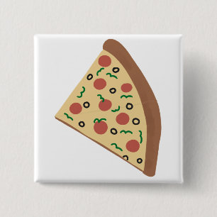 Badge Carré 5 Cm Tranche de pizza au pepperoni dessinée à la main