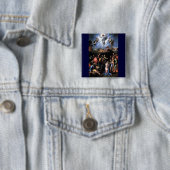 BADGE CARRÉ 5 CM TRANSFIGURATION DE JÉSUS (En situation)