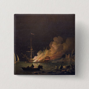 Badge Carré 5 Cm Transportez-vous sur le feu la nuit, c.1756