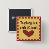 Badge Carré 5 Cm Travail de l'enseignant du coeur (Devant & derrière)