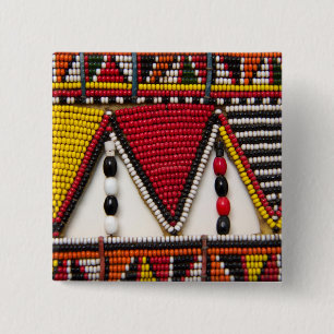 Badge Carré 5 Cm Travail de perles tribal Maasai