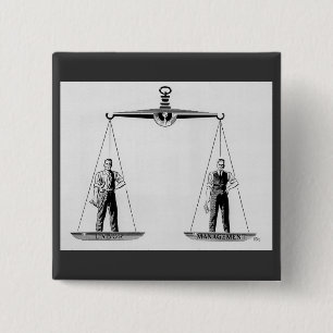 Badge Carré 5 Cm Travail vintage contre gestion, balance de la just