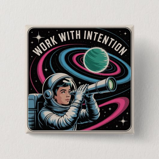 Badge Carré 5 Cm Travailler avec Intention (Devant)