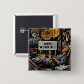 Badge Carré 5 Cm Travailler d'hommes (Devant & derrière)