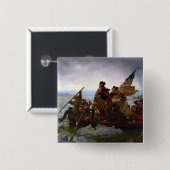 Badge Carré 5 Cm Traversée du fleuve Delaware, George Washington (Devant & derrière)