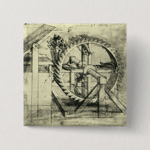 Badge Carré 5 Cm Treadmill Powered Crossbow by Leonardo da Vinci