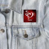 Badge Carré 5 Cm Treble Clef Bass Clef Heart Red Nebula Customisé (En situation)