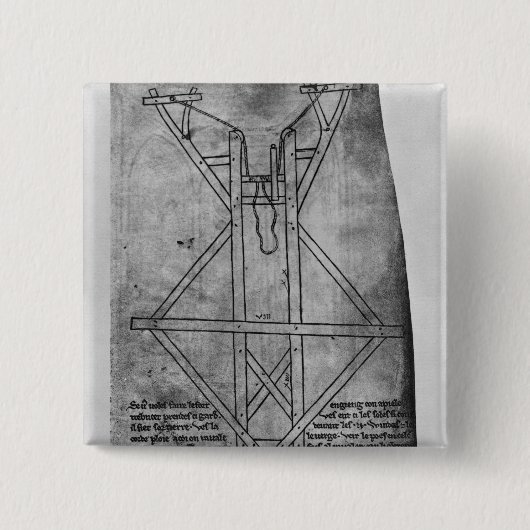 Badge Carré 5 Cm Trebuchet, machine pour jeter des flèches (Devant)