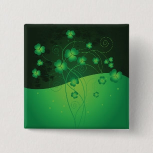 Badge Carré 5 Cm Trèfle Shamrock Vert Chance Jour de la Saint-Patri