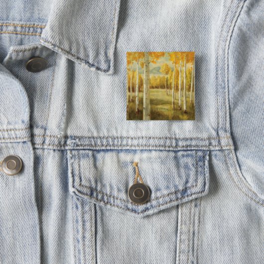 Badge Carré 5 Cm Trembles en automne (En situation)