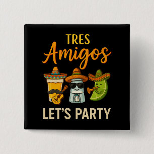 Badge Carré 5 Cm Tres Amigos Tequila Salt Lime Cinco De Mayo
