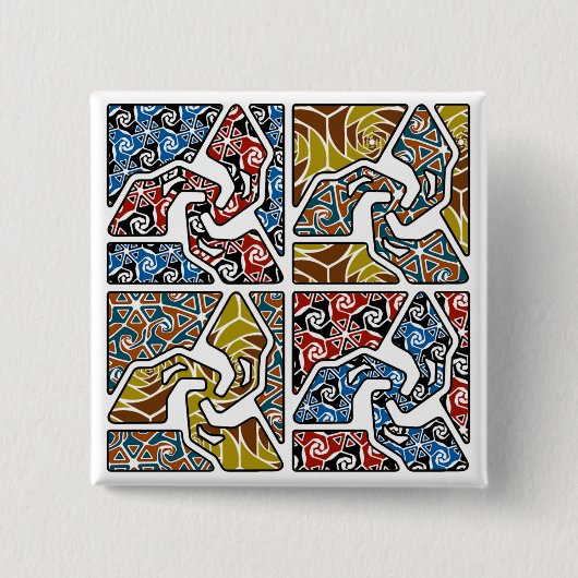 Badge Carré 5 Cm Tri Flèches avec les raisons arrières Trippy (Devant)