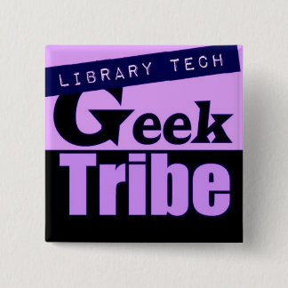Badge Carré 5 Cm Tribu de geek de technologie de bibliothèque