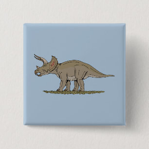 Badge Carré 5 Cm Tricératops de Dinosaure Crétacé