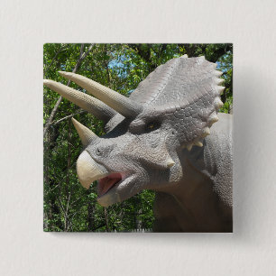 Badge Carré 5 Cm Tricératops Dinosaures