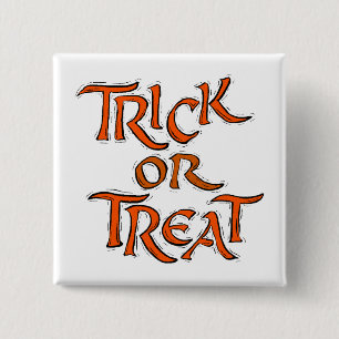 Badge Carré 5 Cm Trick Halloween ou Traiter les mots