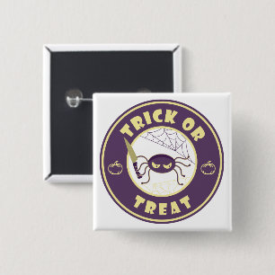 Badge Carré 5 Cm Trick ou traiter l'araignée halloween style Starbu