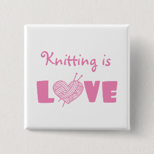 Badge Carré 5 Cm Tricot est amour