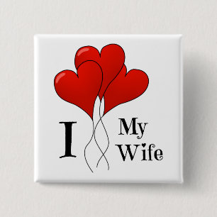 Badge Carré 5 Cm Trio de Ballons du Coeur Rouge J'aime ma femme