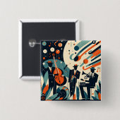 Badge Carré 5 Cm Trio du Jazz Age du Milieu du Siècle Moderne (Devant & derrière)