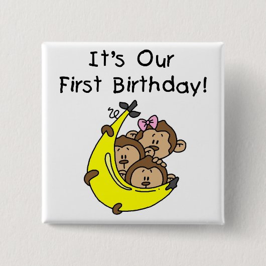 Badge Carré 5 Cm Triplets 1er - Deux garçons, une fille (Devant)