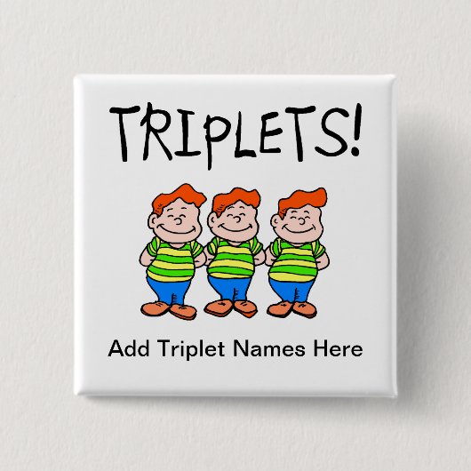Badge Carré 5 Cm Triplets (garçons) (Devant)