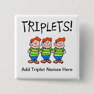 Badge Carré 5 Cm Triplets (garçons)