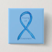 Badge Carré 5 Cm Trisomy 18 Sensibilisation Ruban d'art personnalis (Devant)