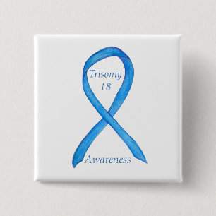 Badge Carré 5 Cm Trisomy 18 Sensibilisation Ruban d'art personnalis