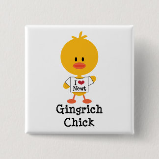 Badge Carré 5 Cm Triton de coeur du bouton I de poussin de Gingrich