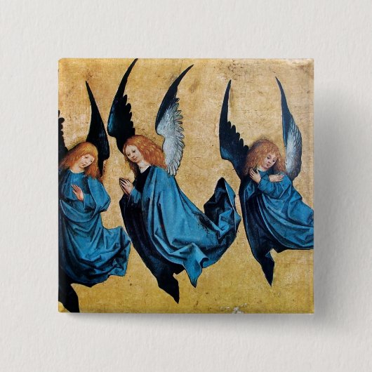 BADGE CARRÉ 5 CM TROIS ANGES EN BLEU (Devant)