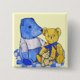 Badge Carré 5 Cm trois nounours mignons sur l'art d'original de
